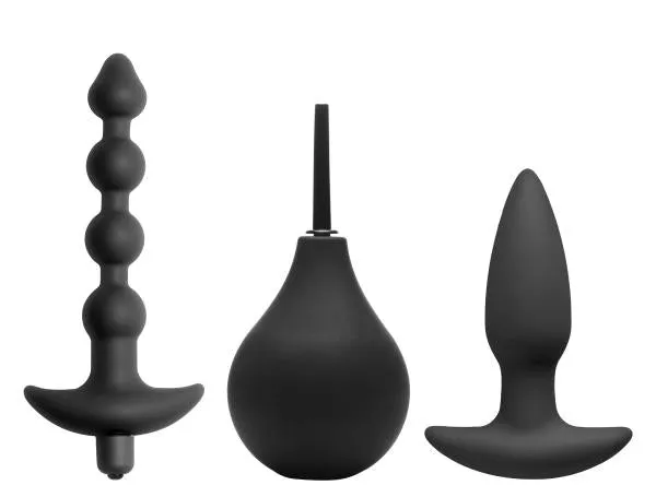 Anal Master Series Prevision 4 Piece Silicone Anal Kit Black