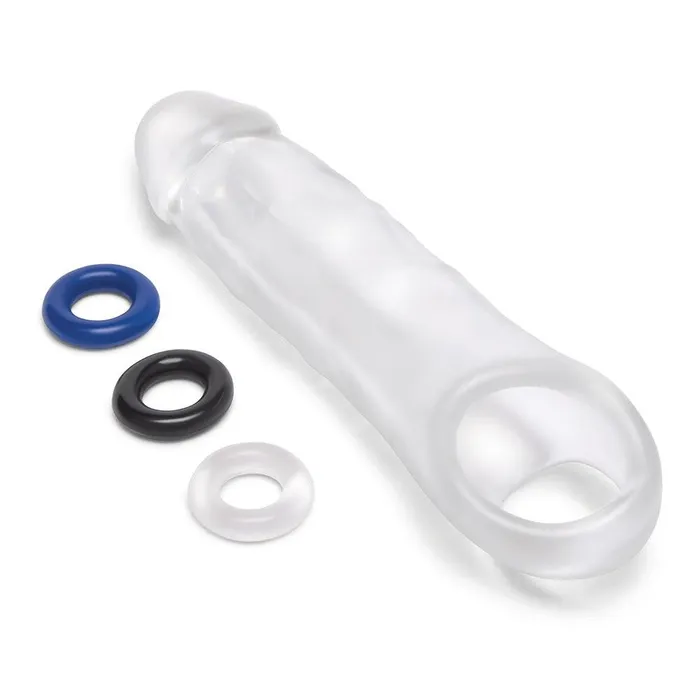 Size Up Male Sex Toys Size Up 2 SeeThru Penis Extender with Ball Loop