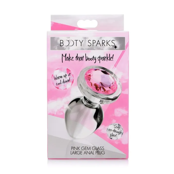 XR Brands Anal Glass Butt Plug with Pink Crystal