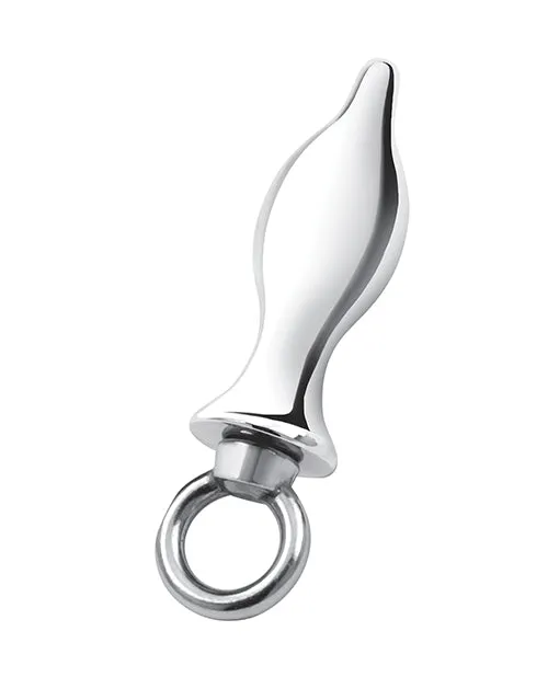 Anal Electric Eel INC Blue Line 25 Stainless Steel Metal Tapered Butt Plug With Loop Hardware