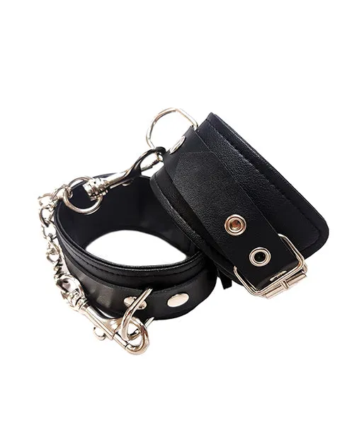 Restraints Rouge Group Ltd Rouge Fetish Play Vegan Leather Wrist Cuffs Black Restraints Rouge Group Ltd Rouge Fetish Play Vegan Leather Wrist Cuffs Black