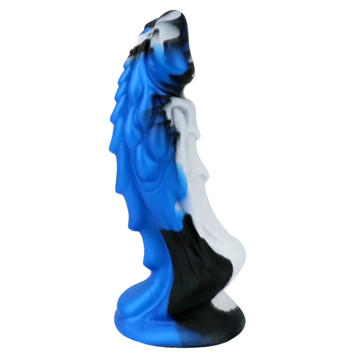 Spanksy Anal Dragon Dildo Sex Toy Black Blue with White Fantasy Premium Silicone 75 Inches Anal