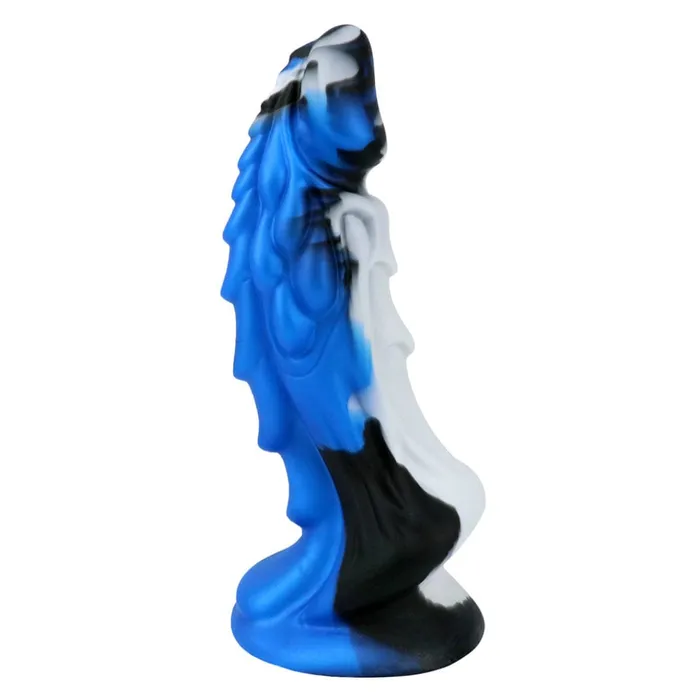 Spanksy Anal Dragon Dildo Sex Toy Black Blue with White Fantasy Premium Silicone 75 Inches Anal