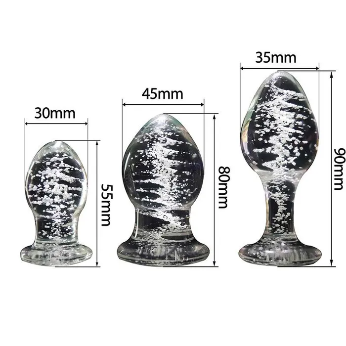 Anal Own Pleasures Luminous Glass Butt Plug Dilators 3 Sizes