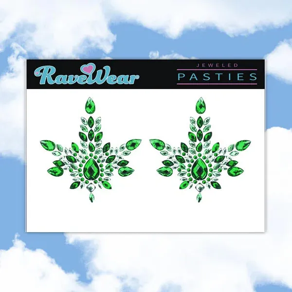 Jeweled Pear Cut Center Green Pasties RaveWear Vibrators