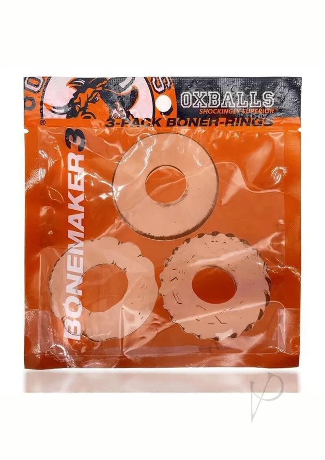 Blue Ox Designs Oxballs Bonemaker 3Pk Cockring Set Clear Net Anal