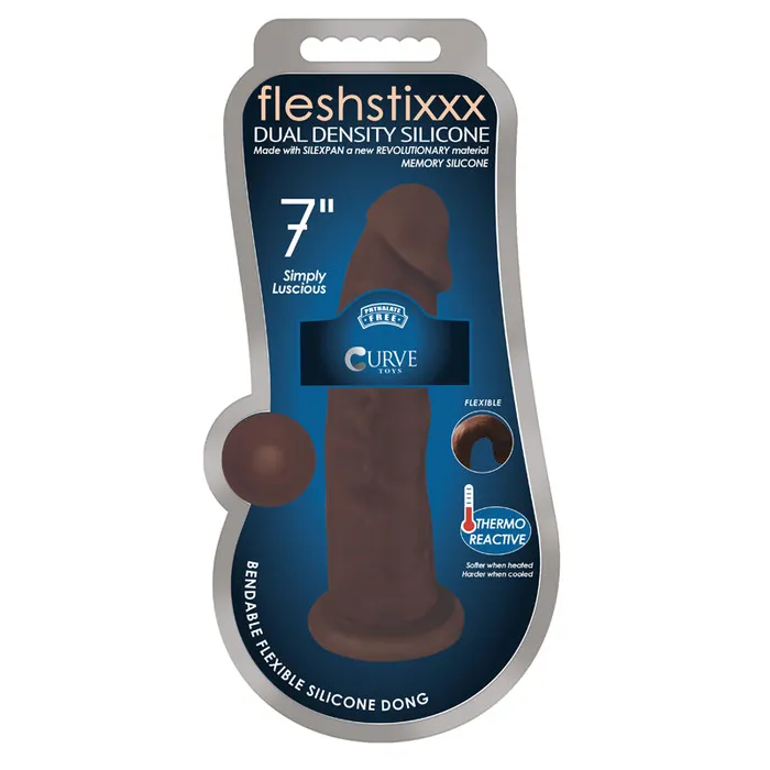 Fleshstixxx 7In Silicone Dildo Chocolate Curve Novelties Dildos