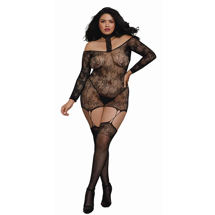 Vibrators Dreamgirl International Dg Garter Dress Stockings Blk Q