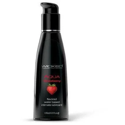 Vibrators Wicked Aqua flavored lube Strawberry 4oz pink cherry