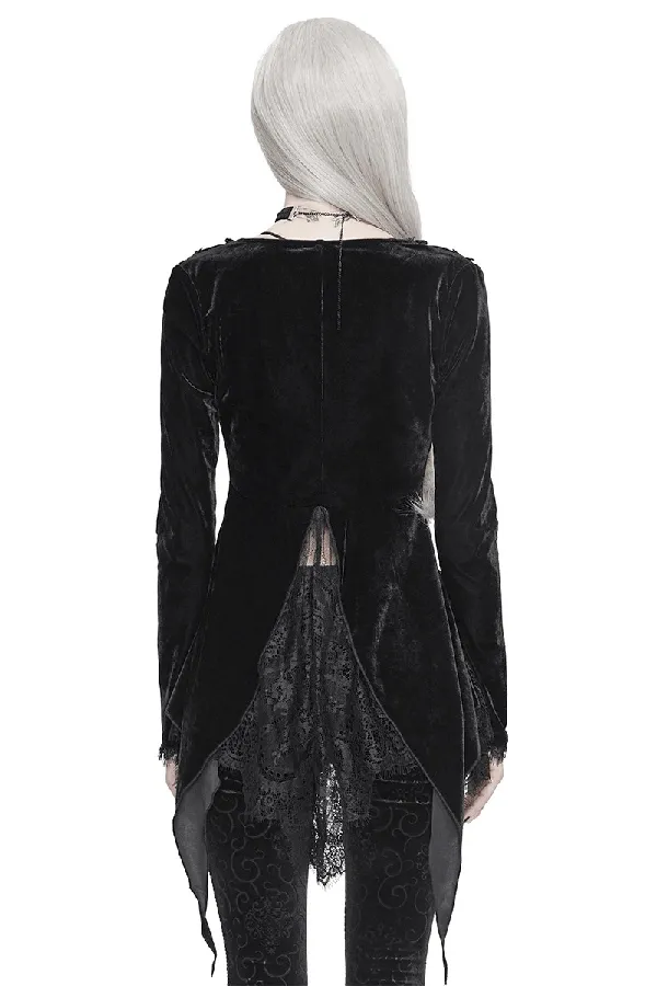 Anal Vintage Gothic Black Velvet and Lace Jacket for Women EVEs SECRETS
