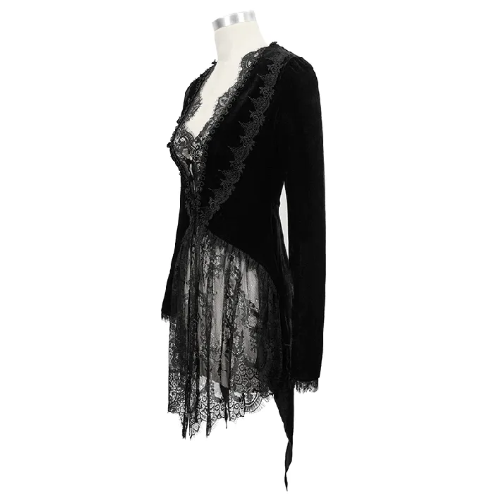 Anal Vintage Gothic Black Velvet and Lace Jacket for Women EVEs SECRETS