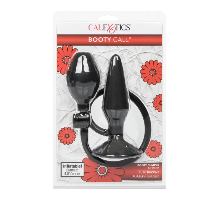 CaleXOtics BOOTY CALL BOOTY PUMPER Medium Black Inflatable Silicone Butt Plug with Suction Cup AAPD Male Sex Toys