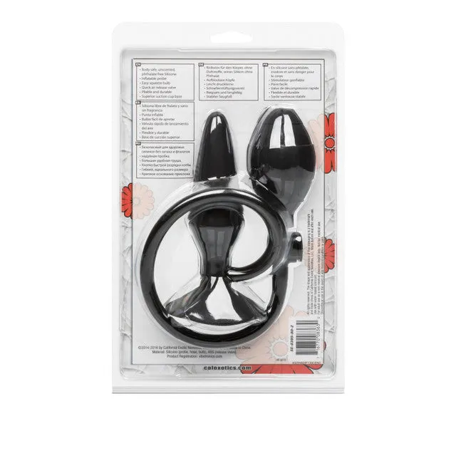 CaleXOtics BOOTY CALL BOOTY PUMPER Medium Black Inflatable Silicone Butt Plug with Suction Cup AAPD Male Sex Toys