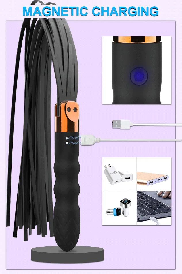 Female Sex Toys EVEs SECRETS TwoinOne BDSM Slave Whip with Multispeed Vibrator Fetish Sex Toys for Women and Men