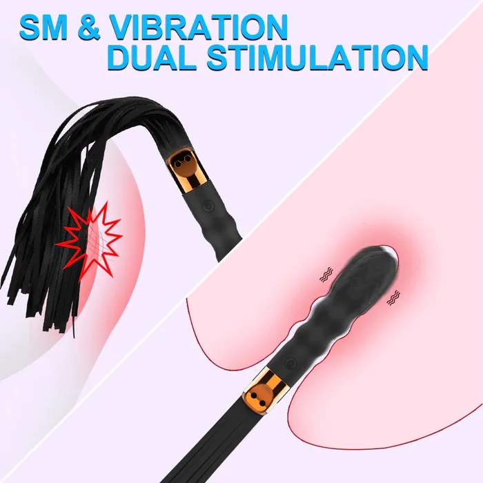 Female Sex Toys EVEs SECRETS TwoinOne BDSM Slave Whip with Multispeed Vibrator Fetish Sex Toys for Women and Men