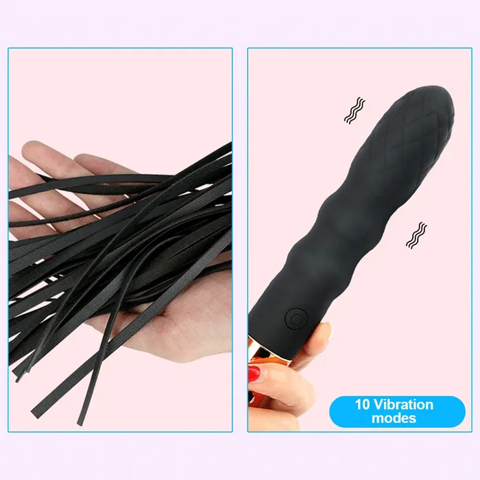 Female Sex Toys EVEs SECRETS TwoinOne BDSM Slave Whip with Multispeed Vibrator Fetish Sex Toys for Women and Men
