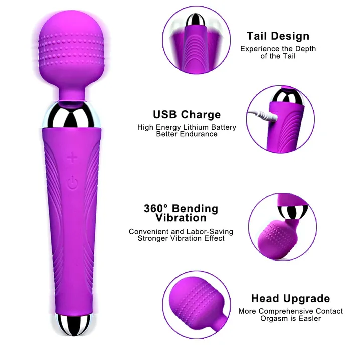 Female Sex Toys Womens Wand Vibrator Adult Clitoris Stimulator USB Rechargeable Sex Massager EVEs SECRETS