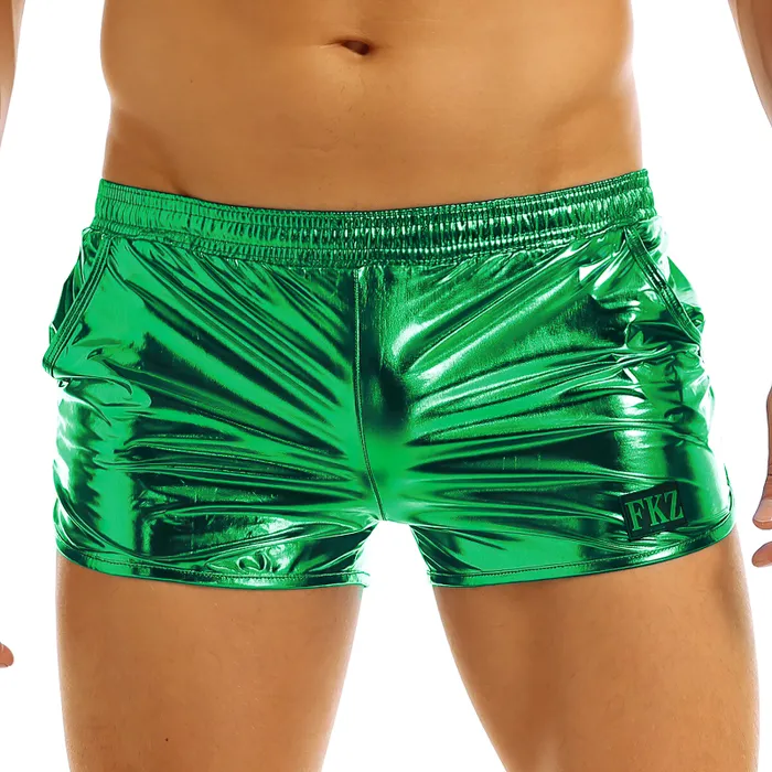 Mens Shiny Metallic Party Shorts Elastic Waistban Boxer Shorts Stage Performance Clubwear EVEs SECRETS Female Sex Toys