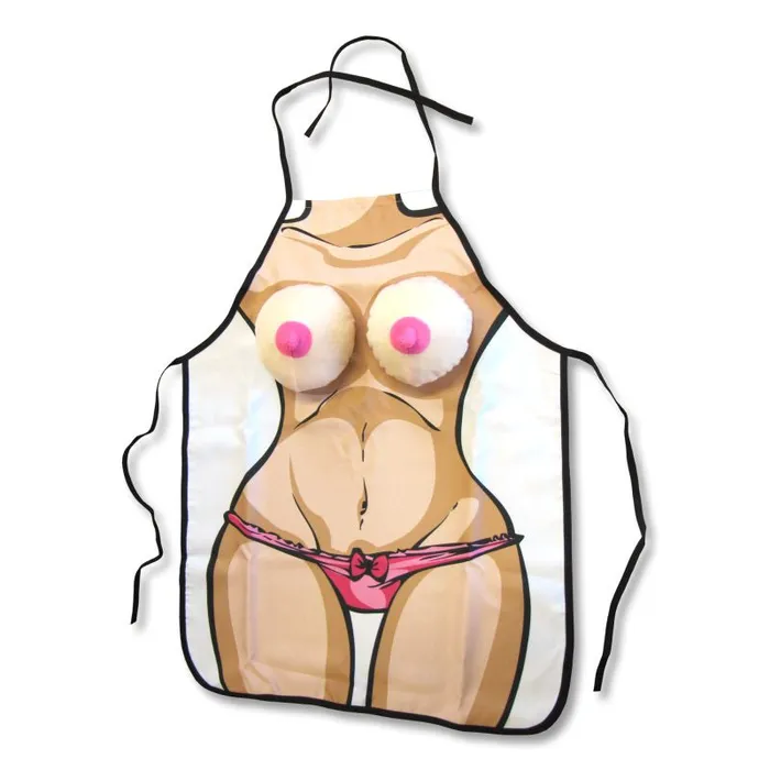 Novelty Male Sex Toys Boobie Joke Apron with Fluffy Boobies