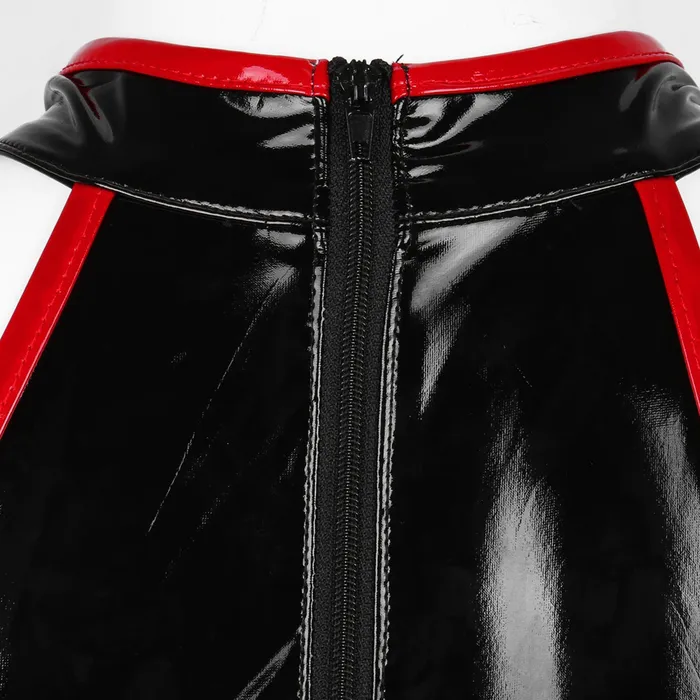 Womens Fashion Wet Look Dress PU Leather Bodycon Dress Sexy Black Outfits EVEs SECRETS Restraints
